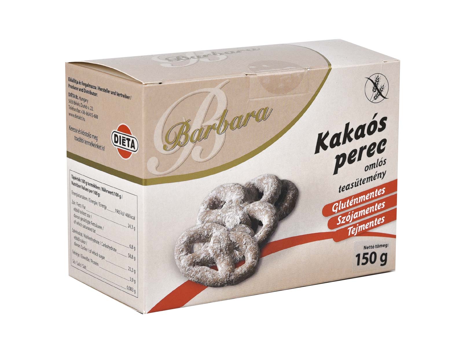 GLUTÉNMENTES BARBARA KAKAÓS PEREC 150G