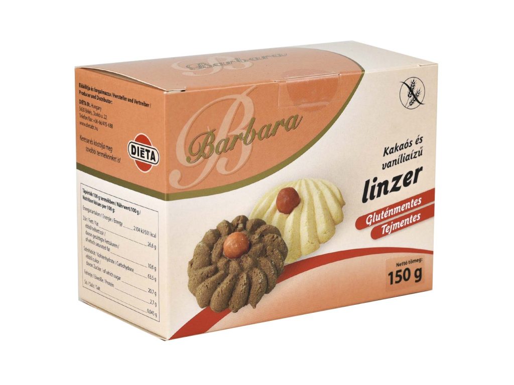GLUTÉNMENTES BARBARA LINZER KAKAÓS ÉS VANÍLIÁS ÍZŰ 150G