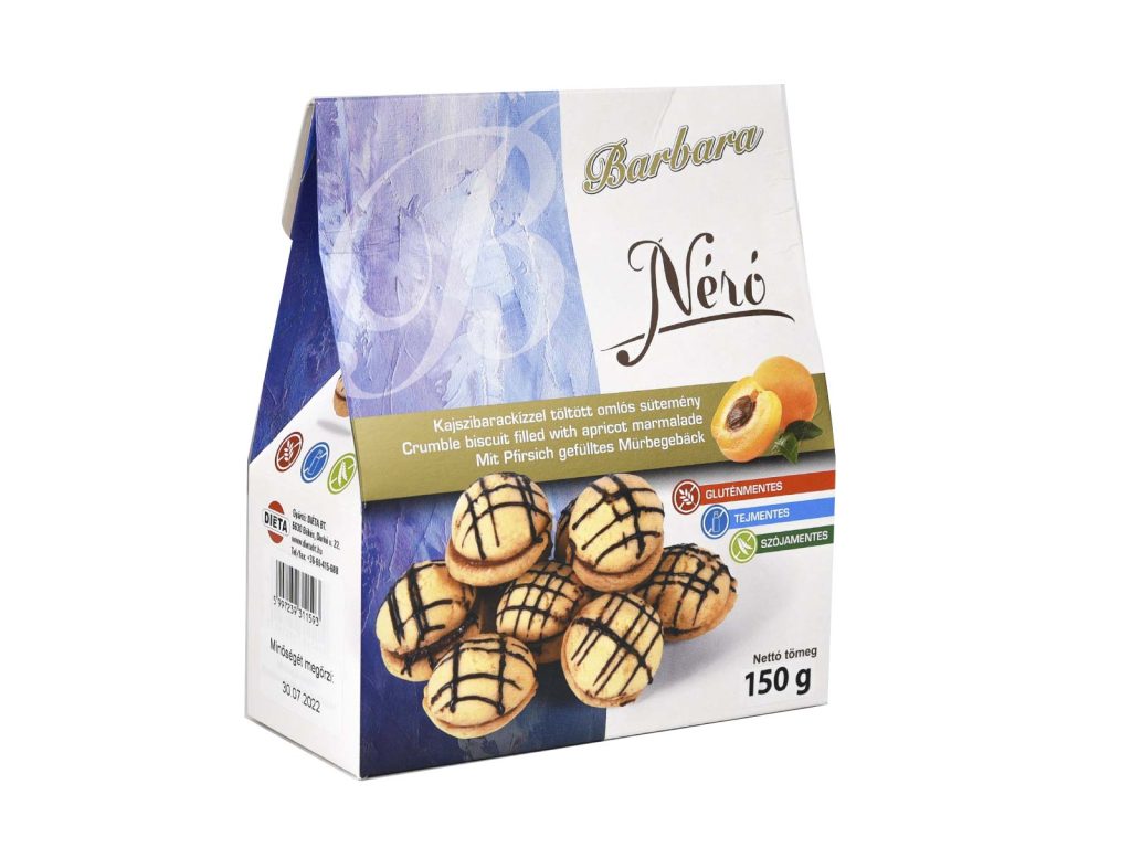 GLUTÉNMENTES BARBARA NÉRÓ KAJSZIBARACKÍZZEL TÖLTÖTT OMLÓS TEASÜTEMÉNY 150G