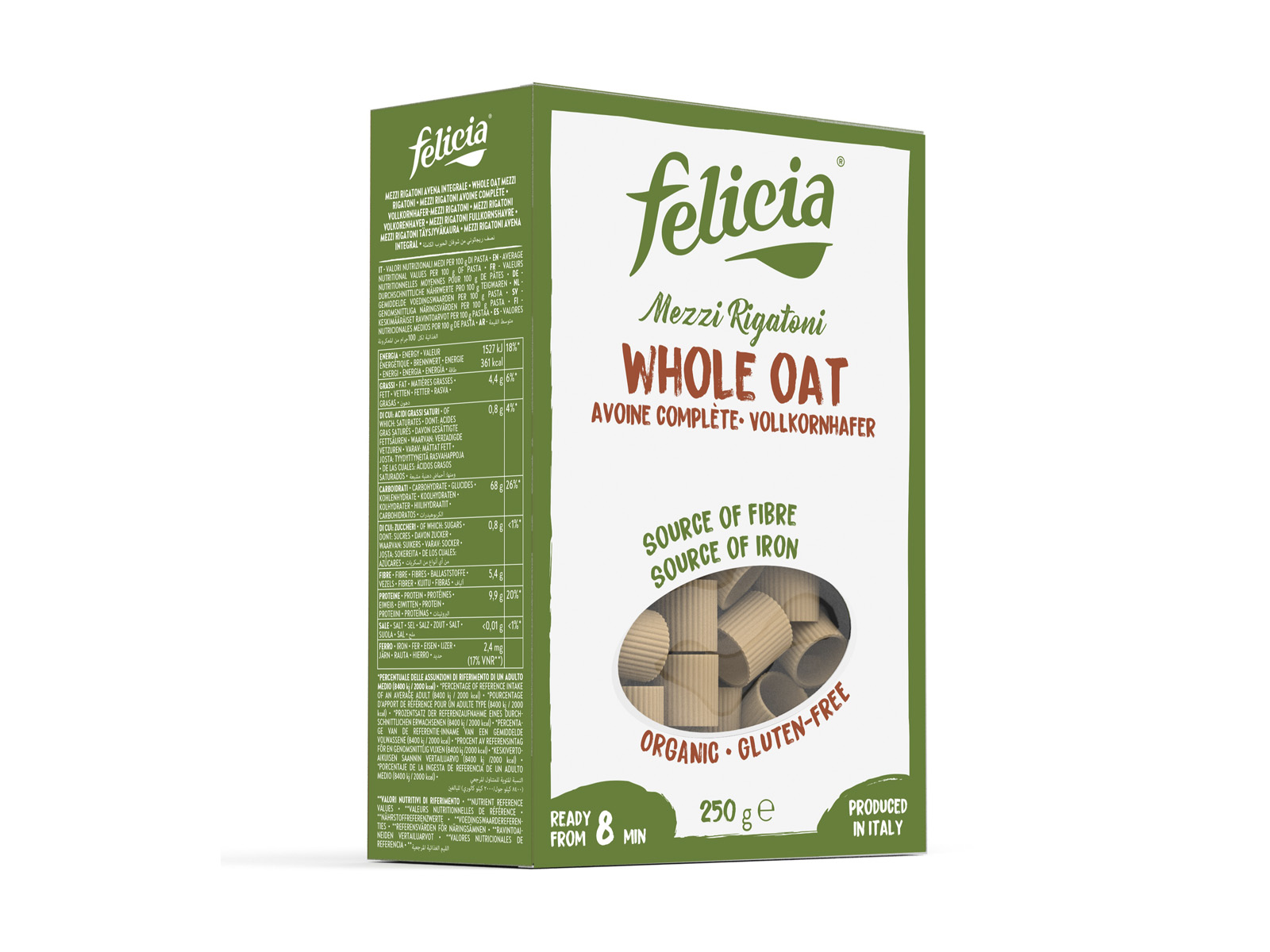 GLUTÉNMENTES BIO FELICIA ZAB CSŐTÉSZTA MEZZI RIGATONI 250G