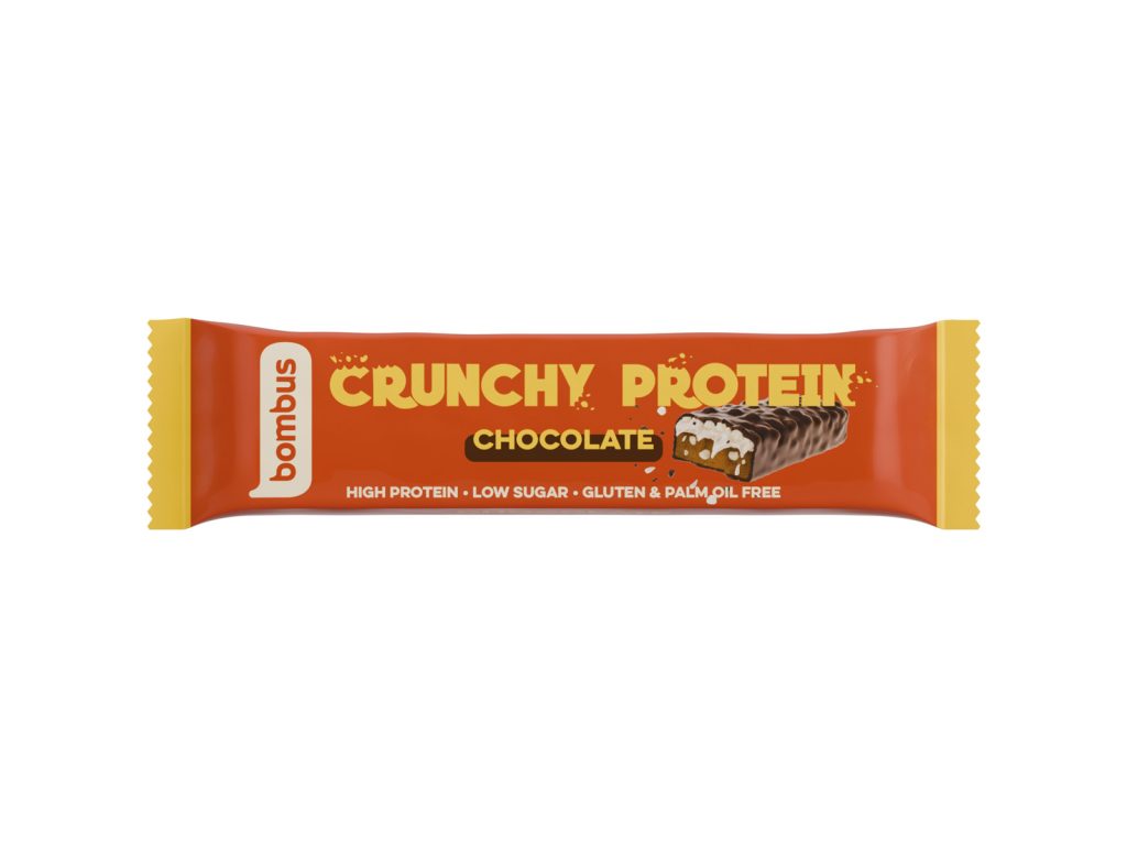 GLUTÉNMENTES BOMBUS CRUNCHY PROTEINSZELET TEJCSOKOLÁDÉVAL, ÉDESÍTŐSZERREL 50G