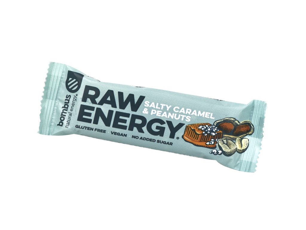 GLUTÉNMENTES BOMBUS RAW ENERGY SÓS KARAMELL-FÖLDIMOGYORÓ SZELET 50G
