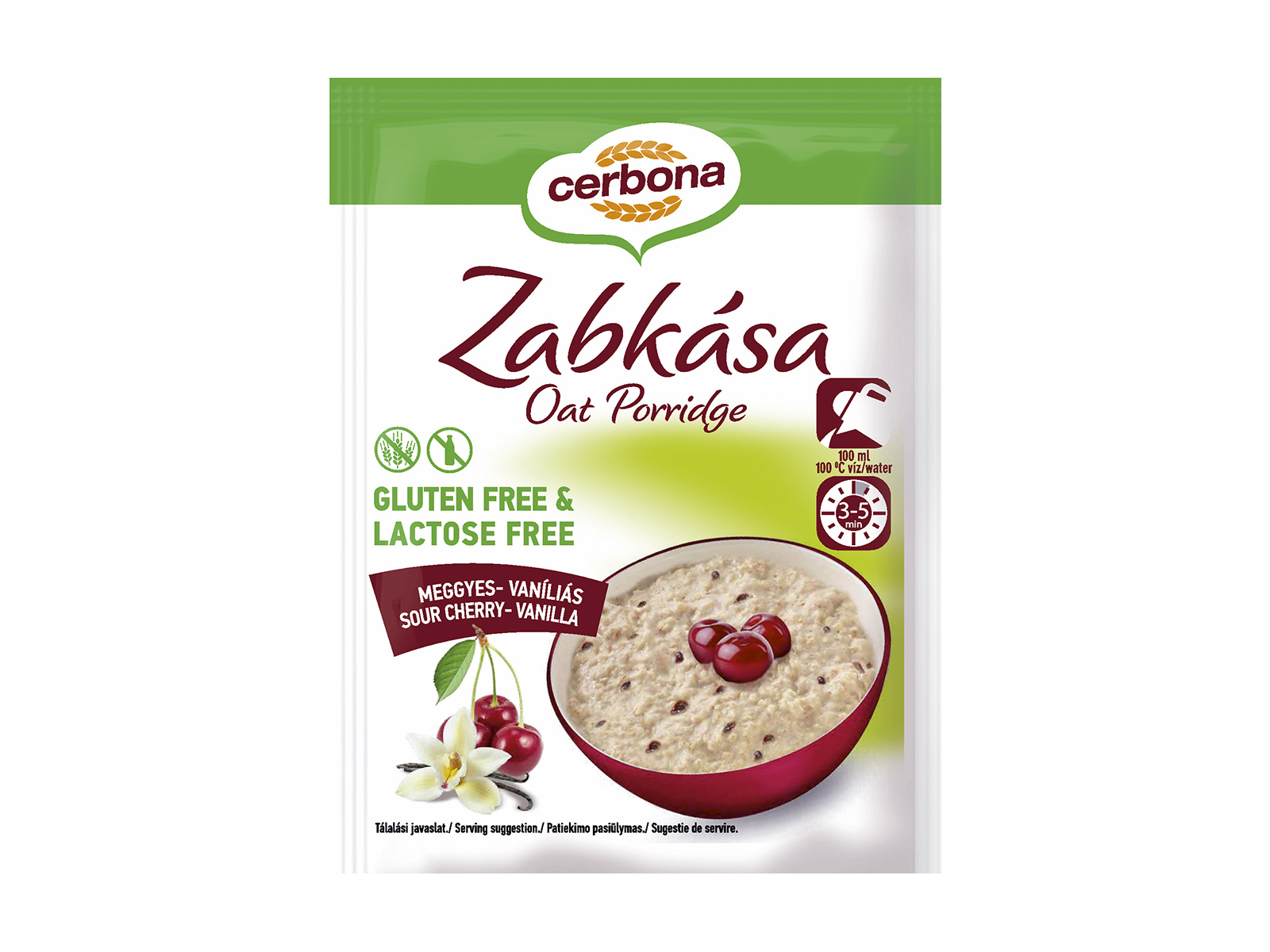 GLUTÉNMENTES CERBONA ZABKÁSA MEGGYES-VANÍLIÁS 50G