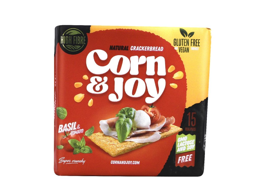 GLUTÉNMENTES CORN&JOY EXTRUDÁLT KENYÉR BAZSALIKOM, PARADICSOM 80G