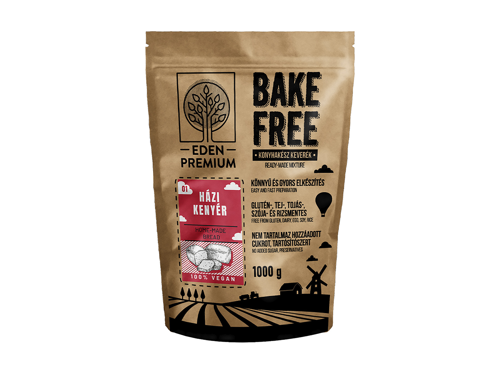 GLUTÉNMENTES ÉDEN PRÉMIUM BAKE-FREE HÁZI KENYÉR LISZTKEVERÉK 1000G