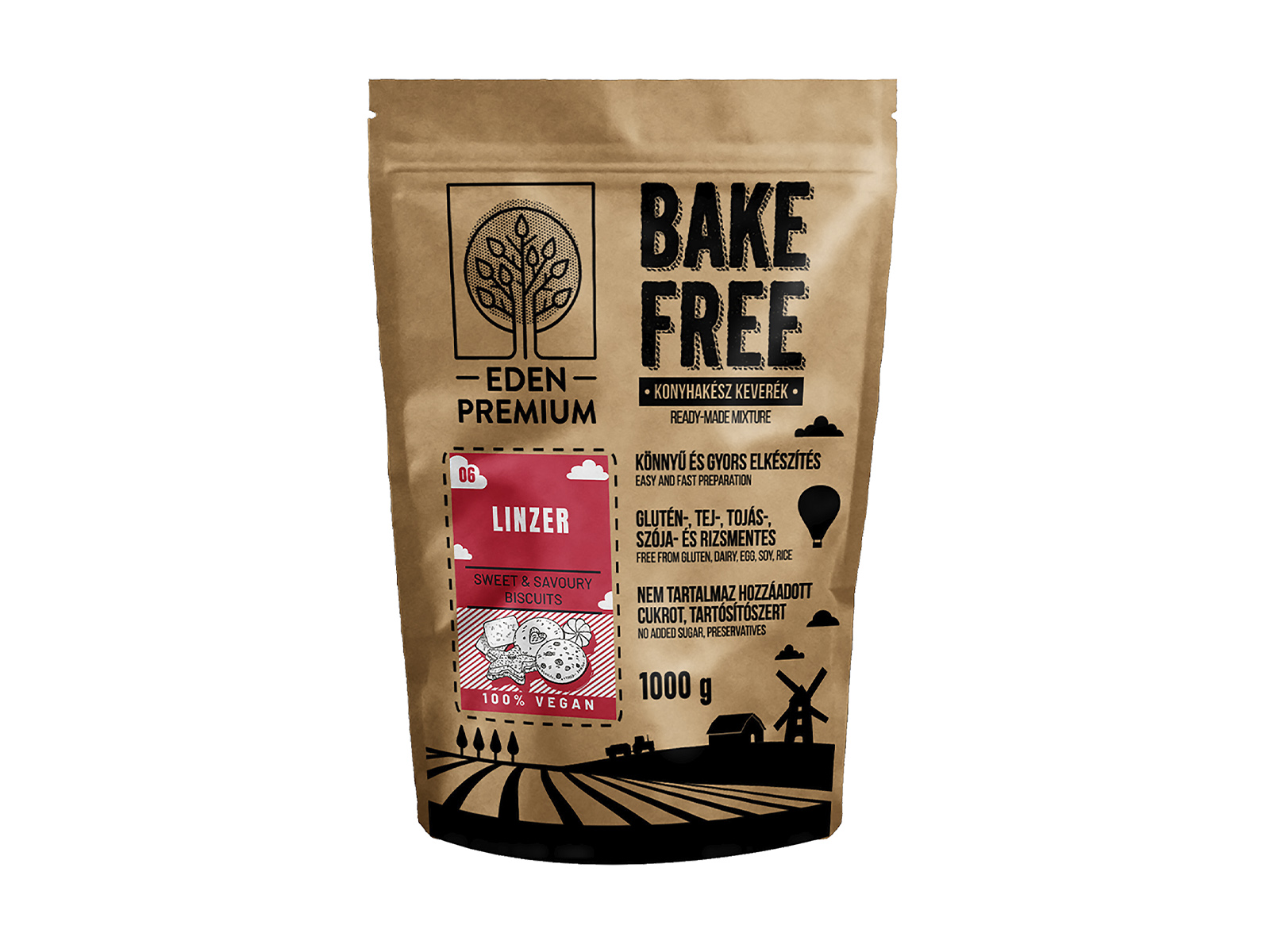 GLUTÉNMENTES ÉDEN PRÉMIUM BAKE-FREE LINZER LISZTKEVERÉK 1000G