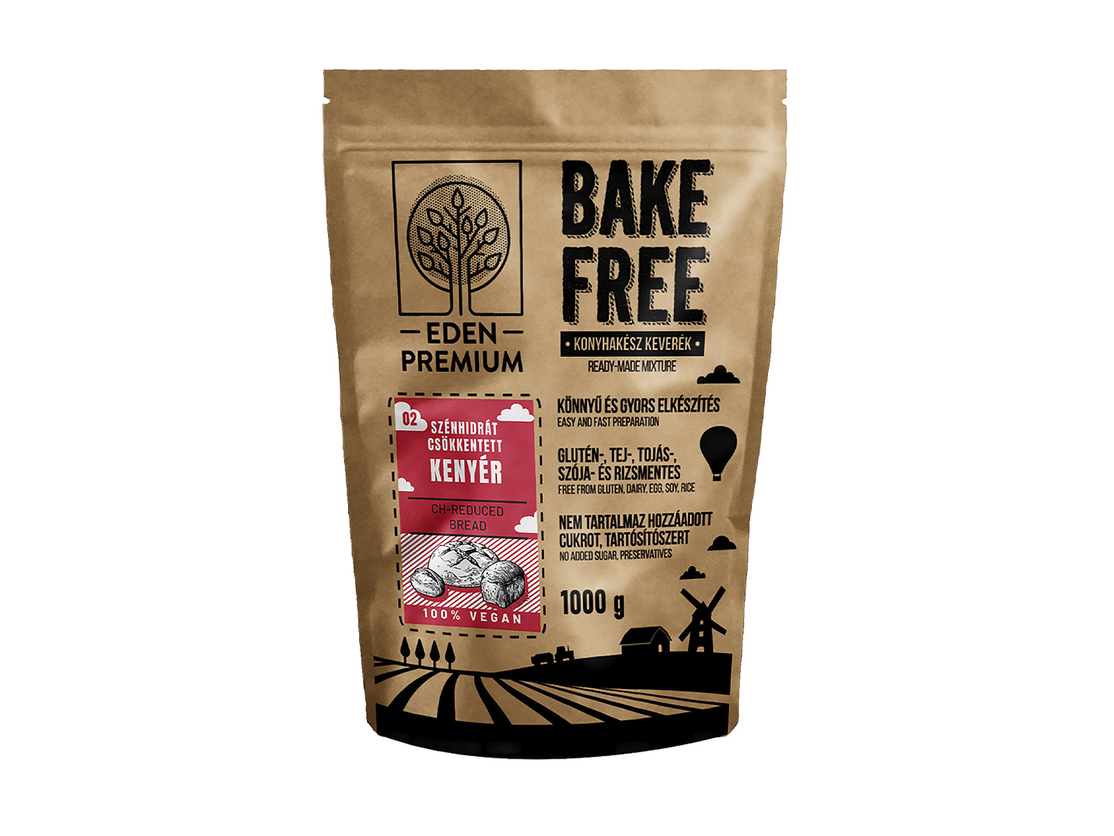 GLUTÉNMENTES ÉDEN PRÉMIUM BAKE-FREE SZÉNHIDRÁTCSÖKKENTETT KENYÉR LISZTKEVERÉK 1000G