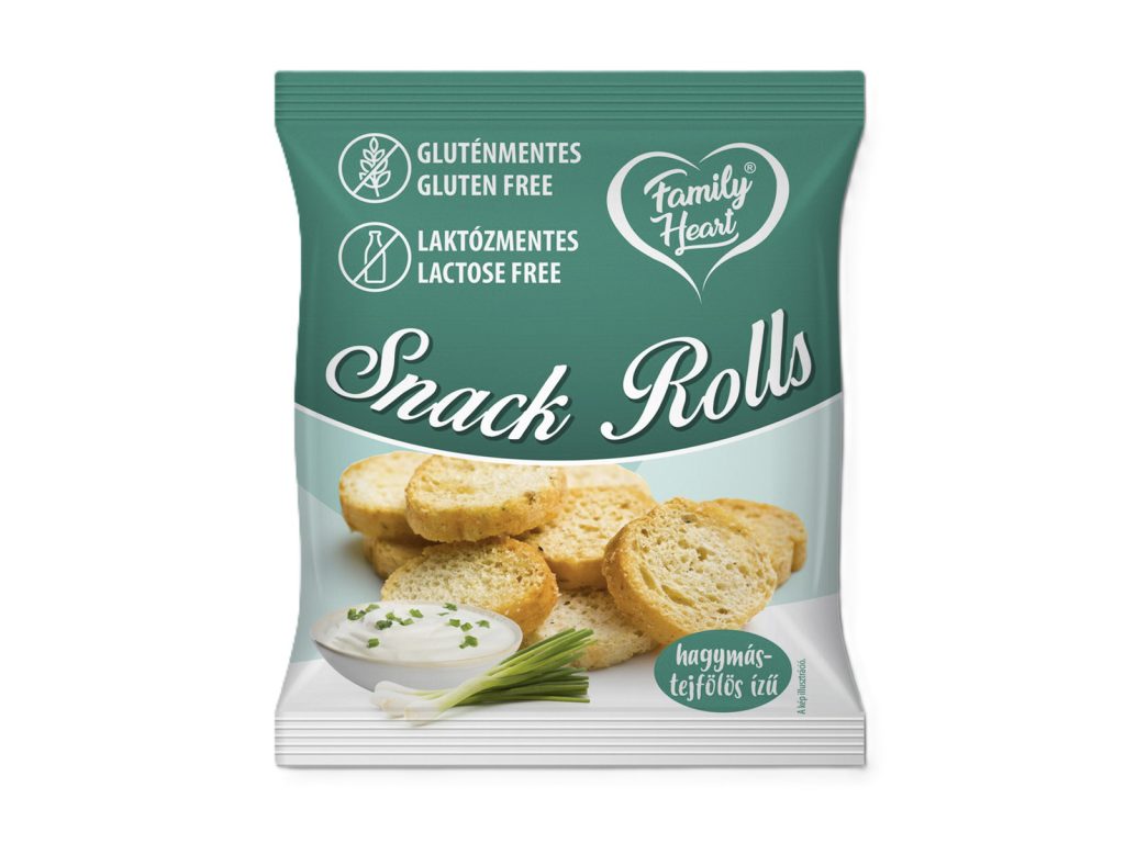 GLUTÉNMENTES FAMILY HEART SNACK ROLLS HAGYMÁS-TEJFÖLÖS ÍZŰ LAKTÓZMENTES 40G