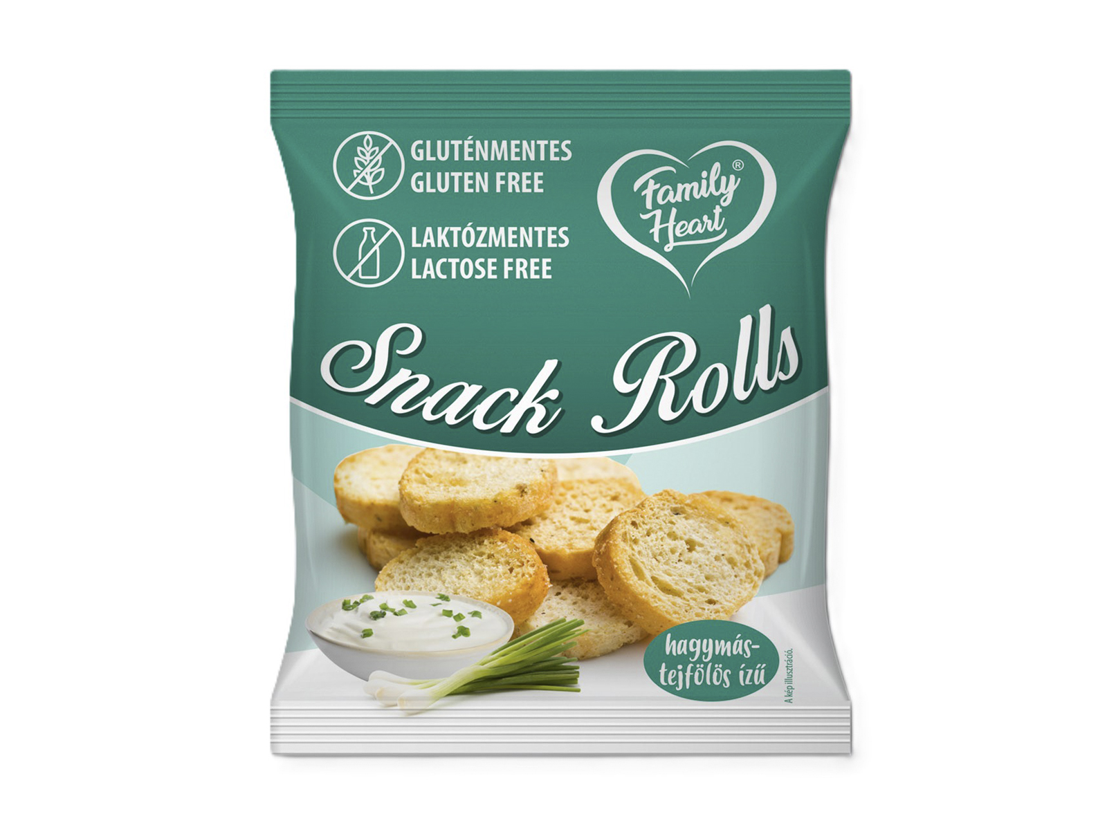 GLUTÉNMENTES FAMILY HEART SNACK ROLLS HAGYMÁS-TEJFÖLÖS ÍZŰ LAKTÓZMENTES 40G