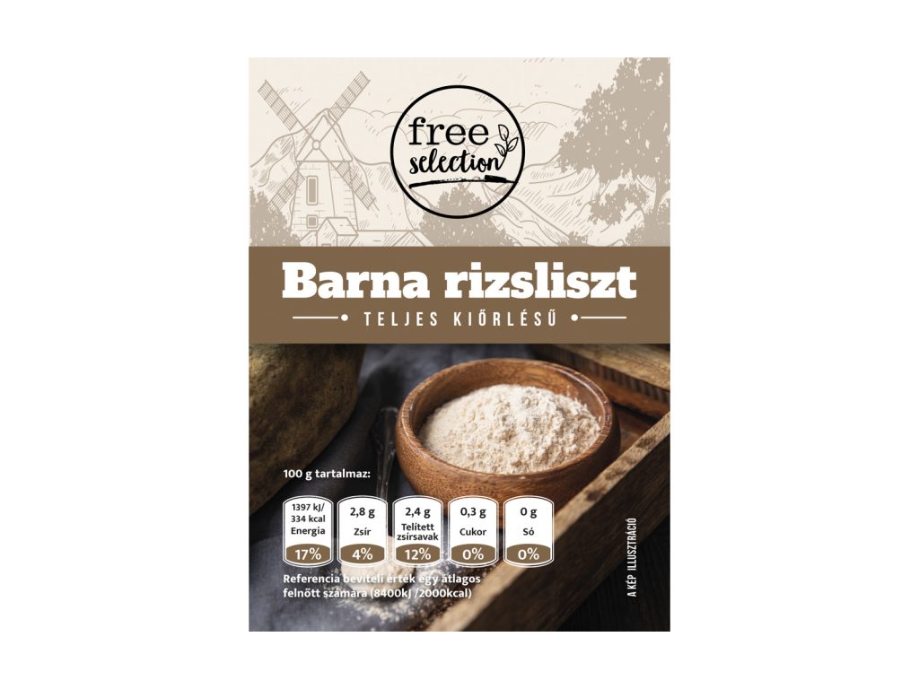 GLUTÉNMENTES FREE SELECTION BARNA RIZSLISZT TELJES KIŐRLÉSŰ 500G