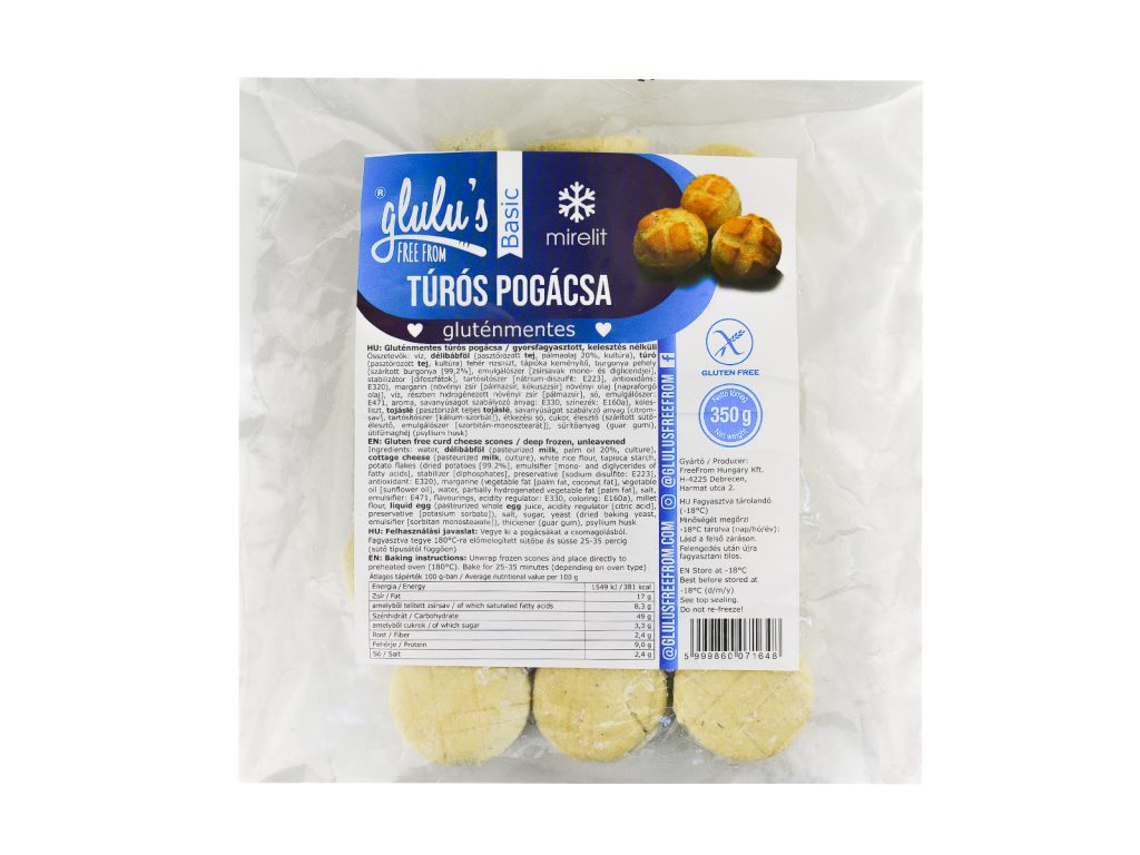 GLUTÉNMENTES GLULUS FREEFROM BASIC TÚRÓS POGÁCSA 350G [F]
