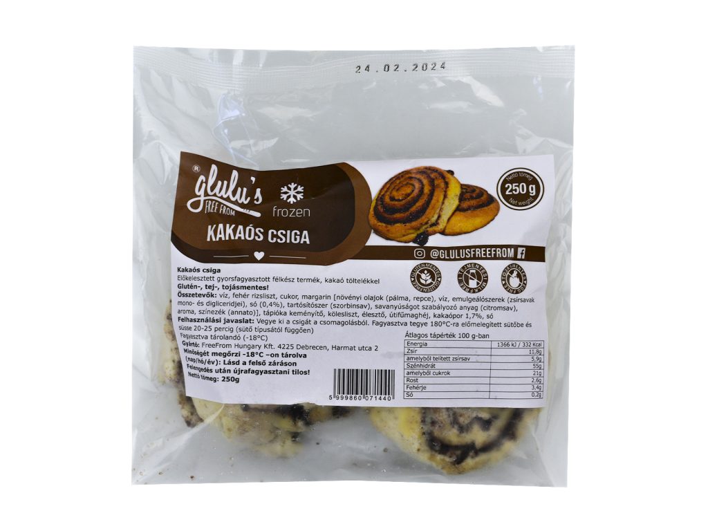 GLUTÉNMENTES GLULUS FREEFROM KAKAÓS CSIGA 250G[F]