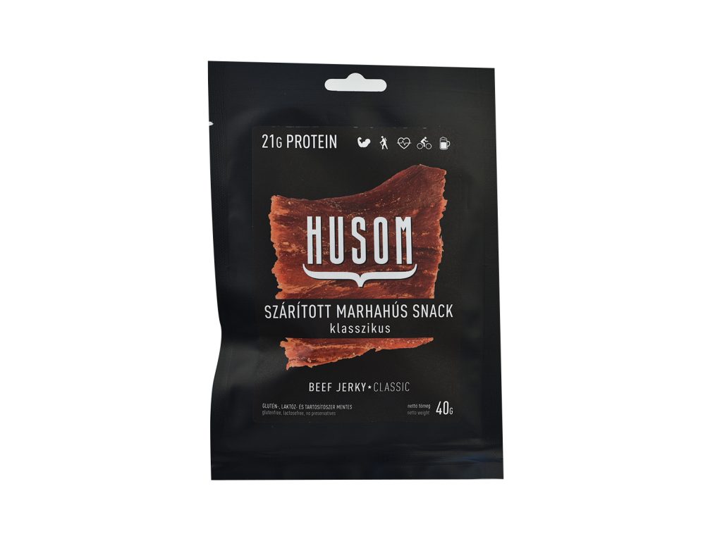 GLUTÉNMENTES HUSOM SZÁRÍTOTT MARHAHÚS SNACK KLASSZIKUS 40G