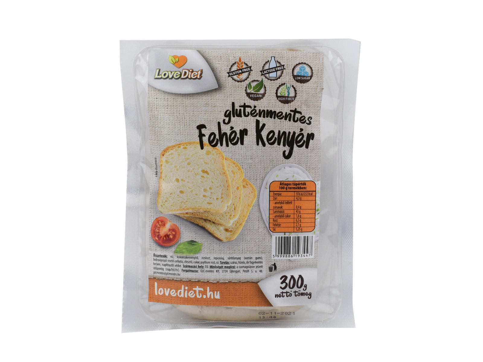 GLUTÉNMENTES LOVE DIET FEHÉR KENYÉR 300G