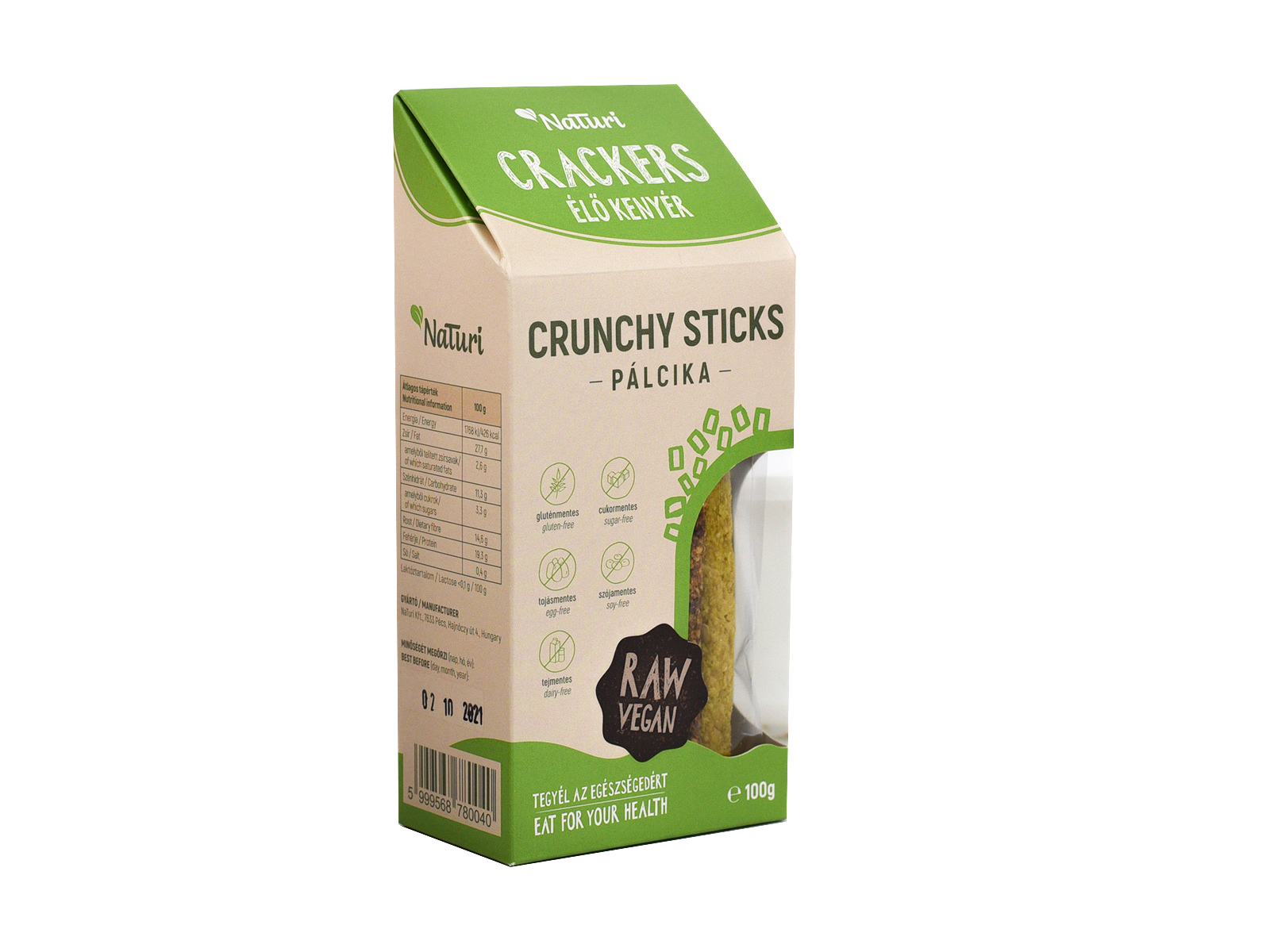 GLUTÉNMENTES NATURI CRACKERS ÉLŐ KENYÉR PÁLCIKA 100G