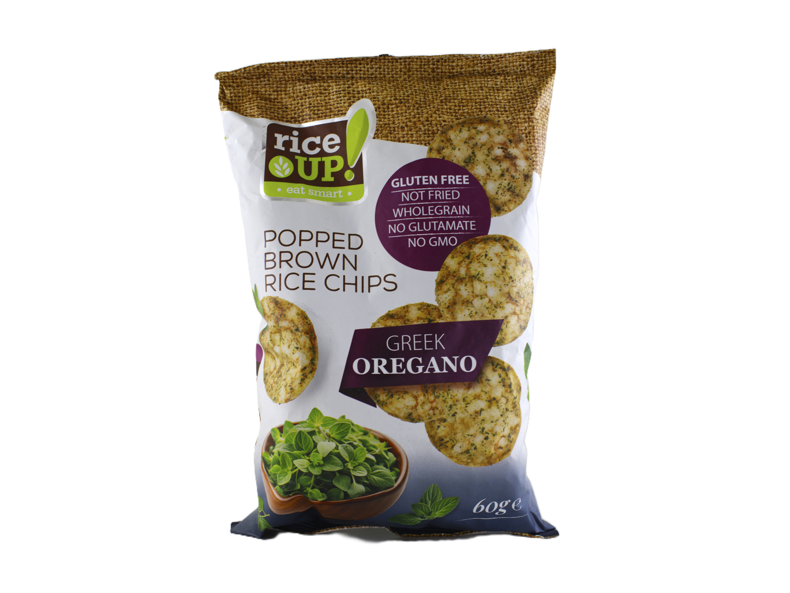 GLUTÉNMENTES RICE UP CHIPS GREEK OREGANO ÍZŰ 60G