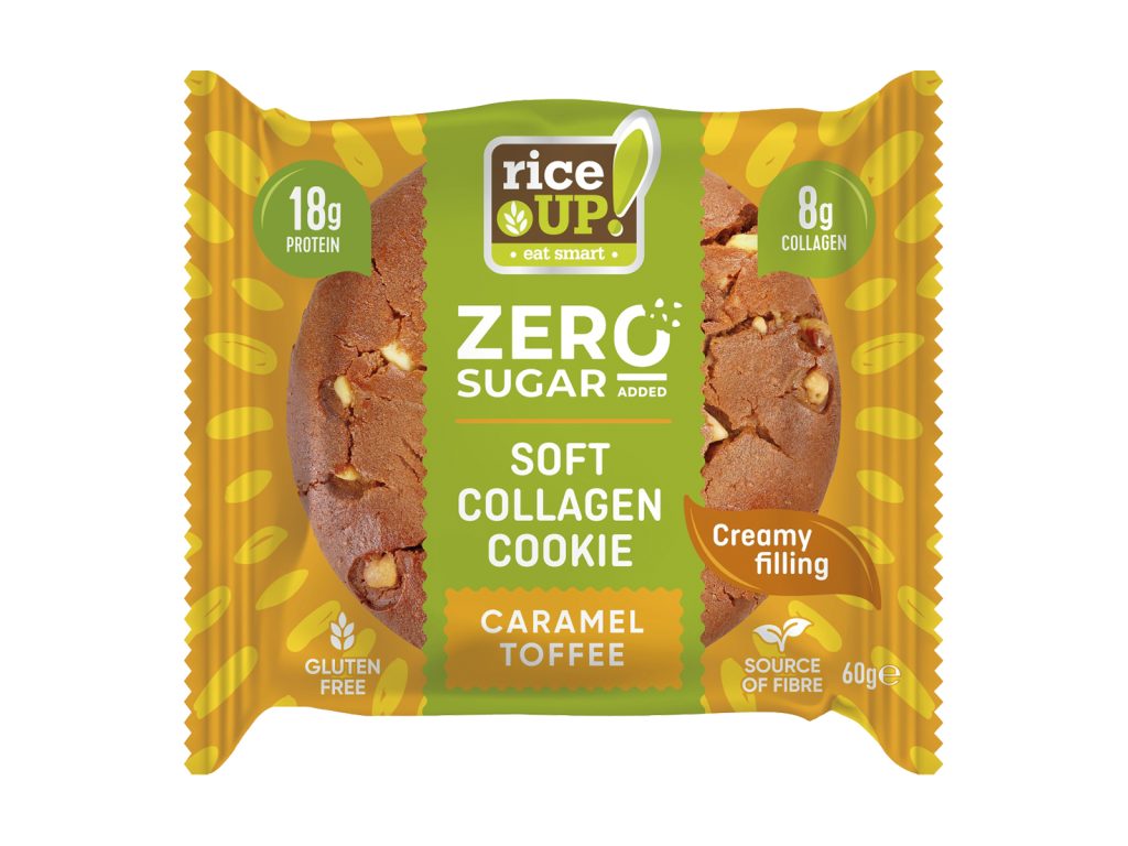 GLUTÉNMENTES RICE UP KOLLAGÉNES FEHÉRJE KEKSZ KARAMELL ÍZŰ HCN 60G