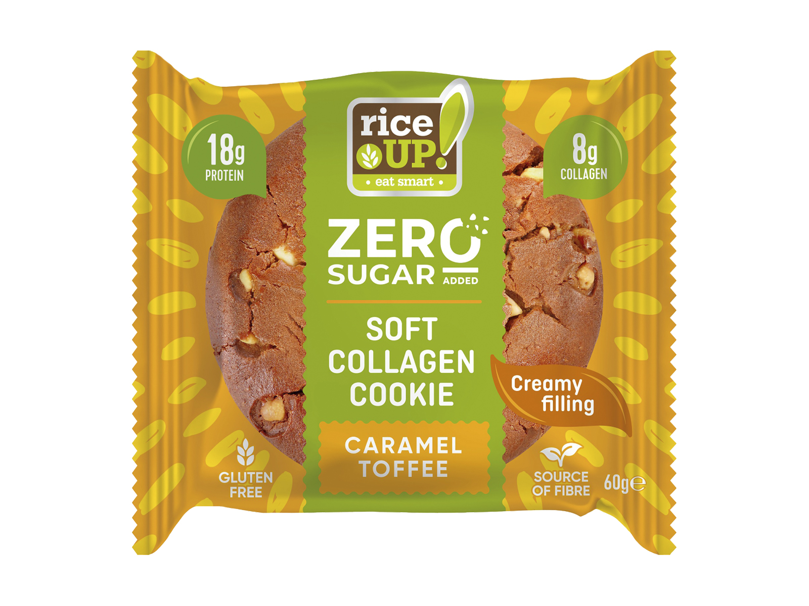 GLUTÉNMENTES RICE UP KOLLAGÉNES FEHÉRJE KEKSZ KARAMELL ÍZŰ HCN 60G