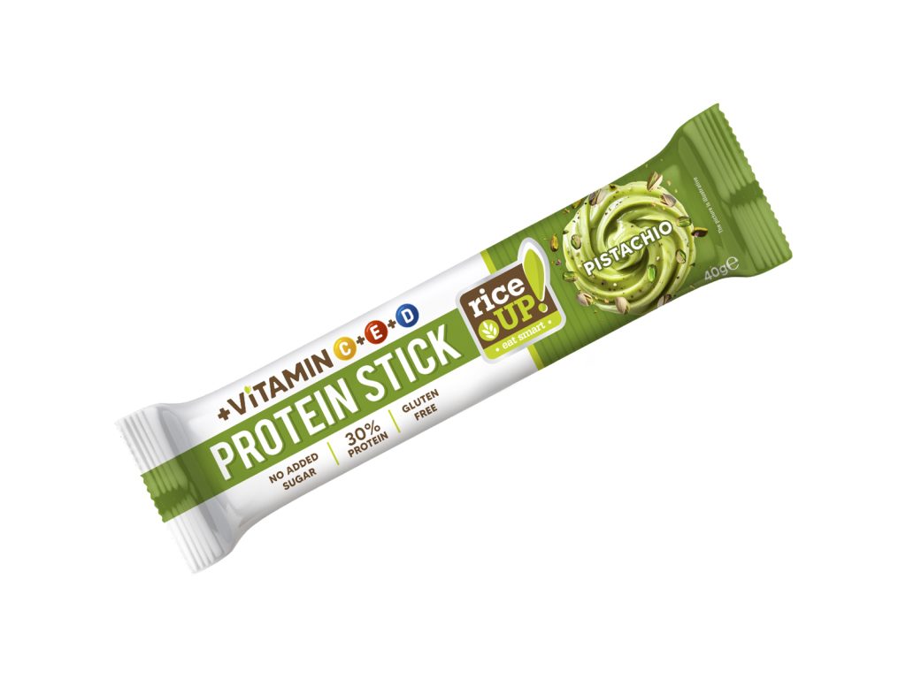 GLUTÉNMENTES RICE UP STICK FEHÉRJESZELET VITAMINOKKAL PISZTÁCIÁS ÍZŰ HCN 40G