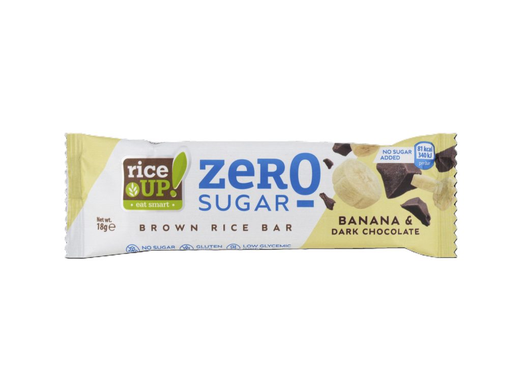 GLUTÉNMENTES RICE UP ZERO BARNA RIZSSZELET BANÁNOS ÍZŰ ÉTCSOKOLÁDÉVAL HCN 18G