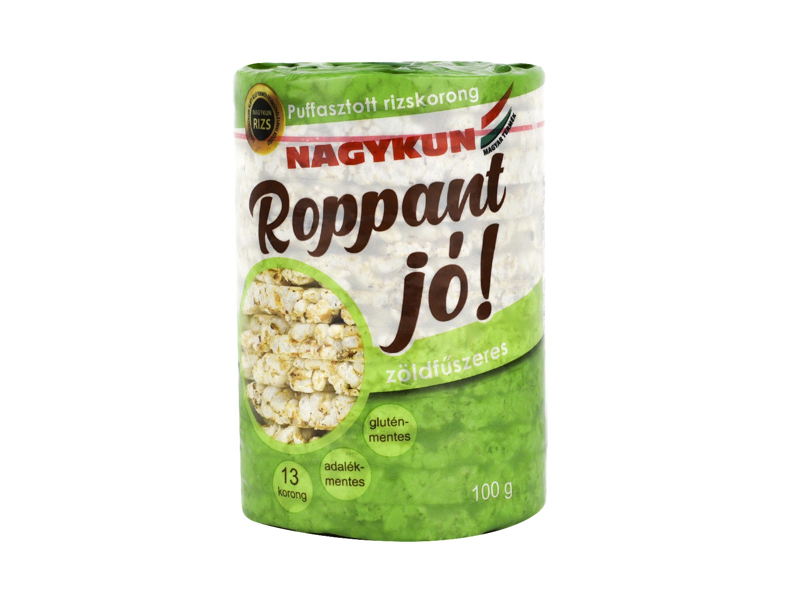 GLUTÉNMENTES ROPPANT JÓ! PUFFASZTOTT RIZSKORONG ZÖLDFŰSZERES 100G