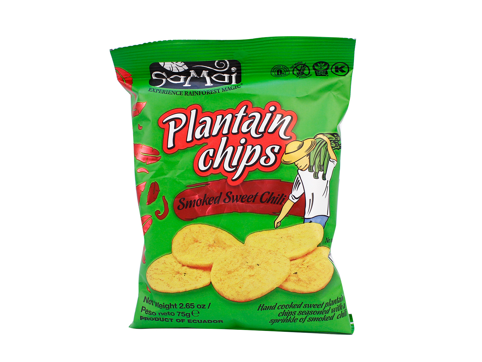GLUTÉNMENTES SAMAI PLANTAIN (FŐZŐBANÁN) CHIPS ÉDES CHILI 75G