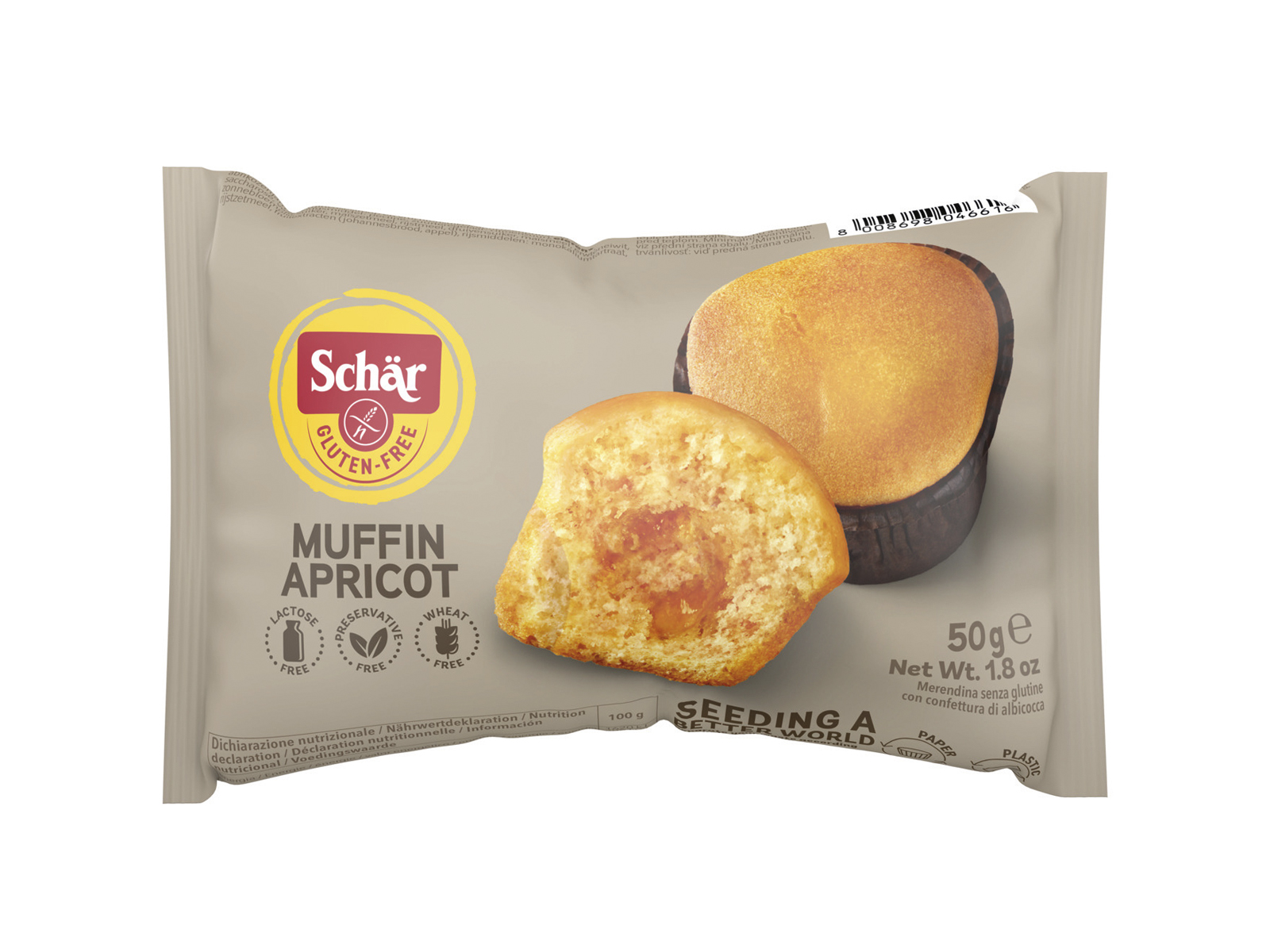 GLUTÉNMENTES SCHAR MUFFIN SÁRGABARACKLEKVÁRRAL 50G