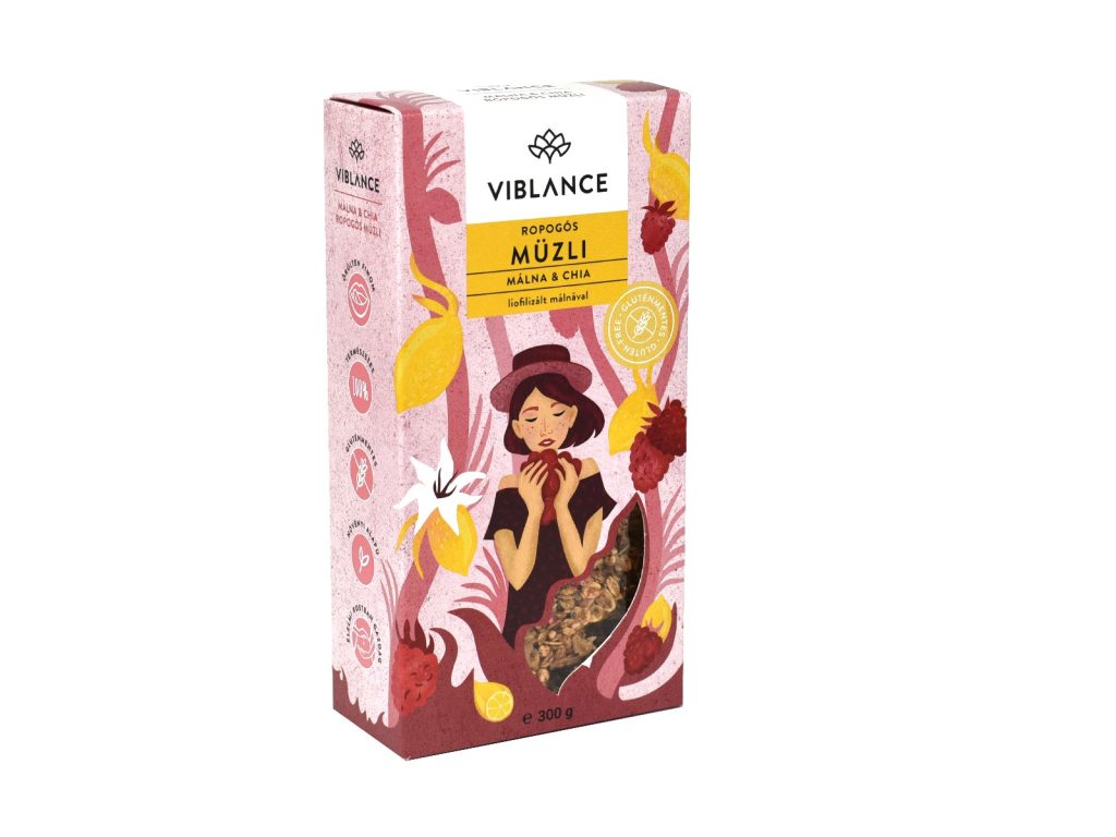 GLUTÉNMENTES VIBLANCE MÁLNA-CHIA ROPOGÓS GRANOLA 300G