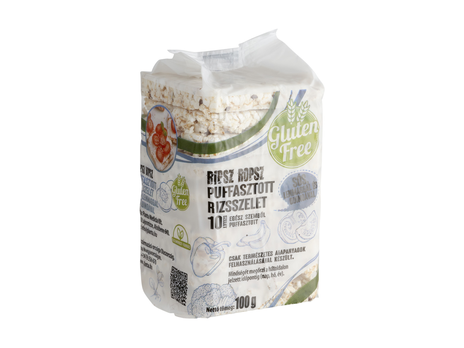 GLUTÉNMENTES RIPSZ ROPSZ PUFFASZTOTT RIZSSZELET SÓS, LENMAGGAL ÉS QUINIÁVAL 100G