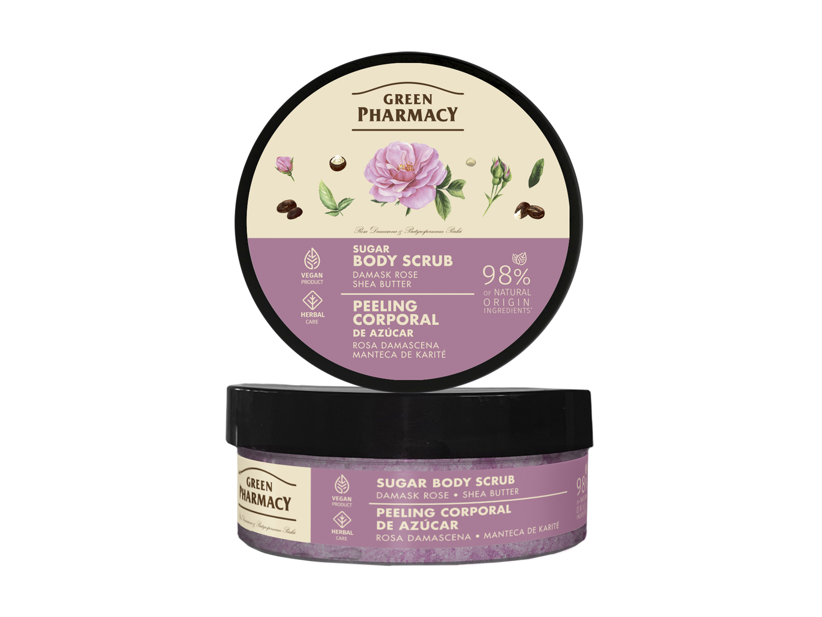 GREEN PHARMACY CUKROS TESTRADÍR DAMASZKUSZI RÓZSA ÉS SHEA VAJ KIVONATTAL 200ML