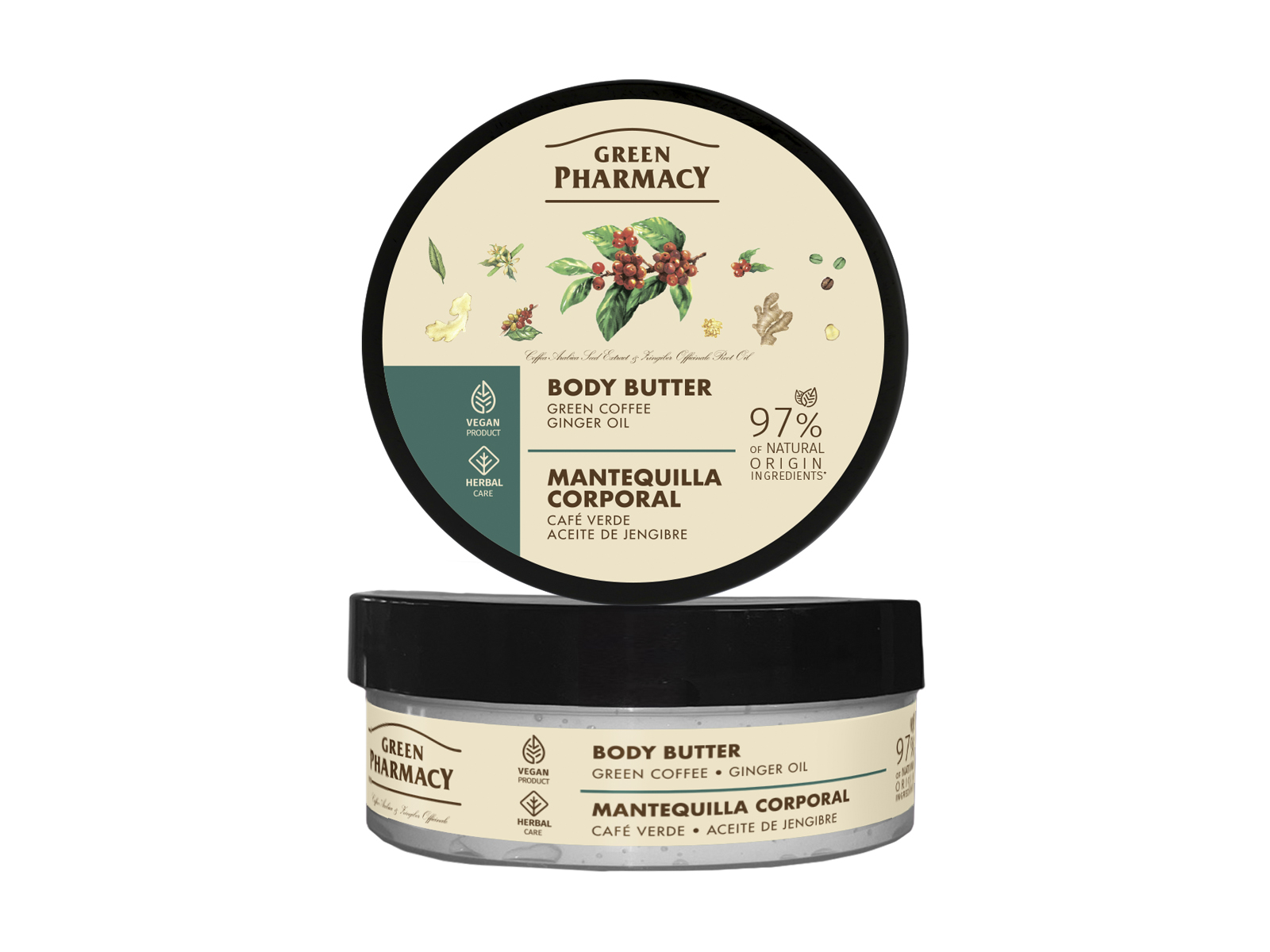 GREEN PHARMACY TESTVAJ ZÖLD KÁVÉ ÉS GYÖMBÉR OLAJ KIVONATTAL 200ML