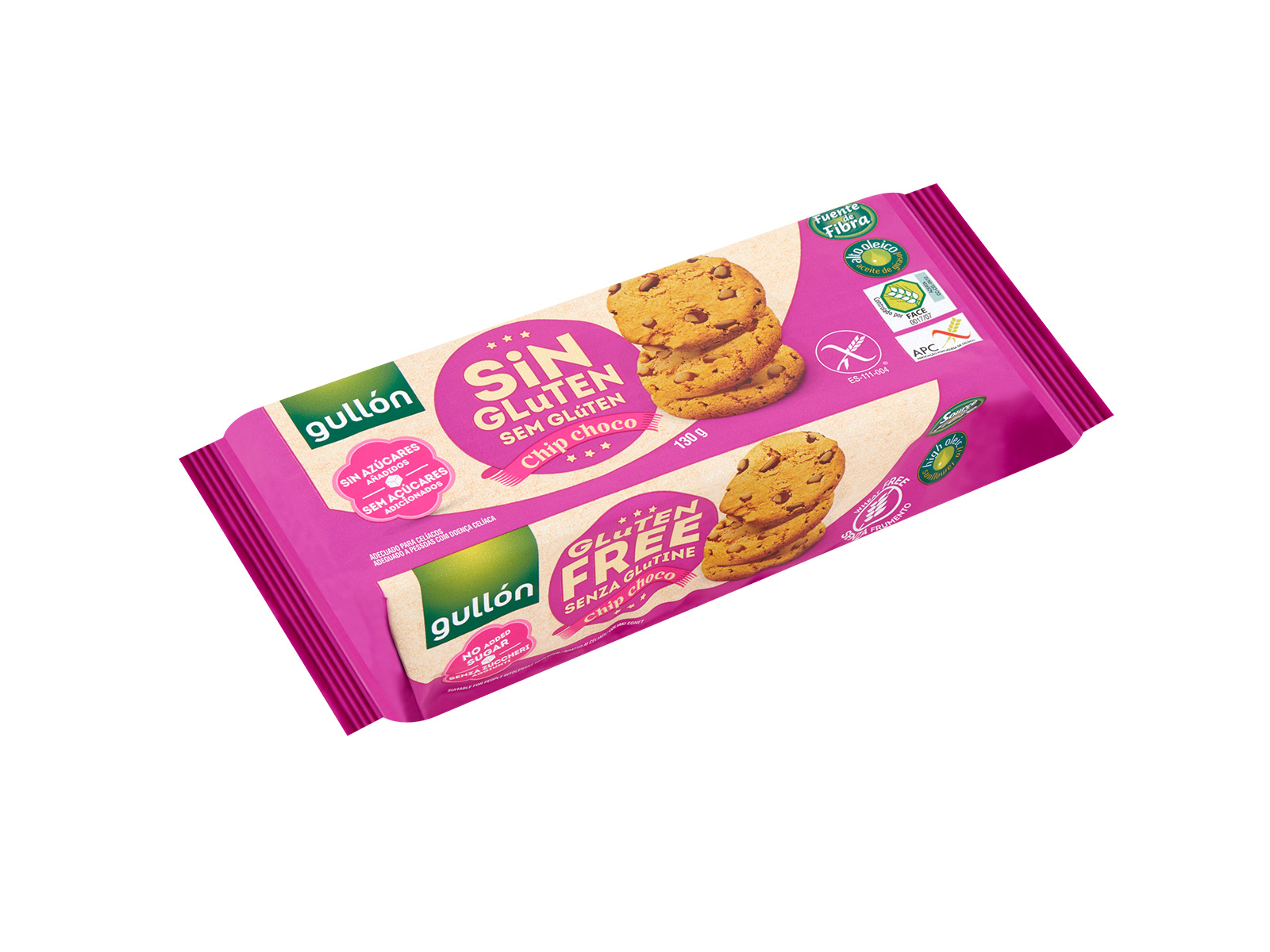 GULLON CHIP CHOCO HOZZÁADOTT CUKOR- ÉS GLUTÉNMENTES KEKSZ 130G