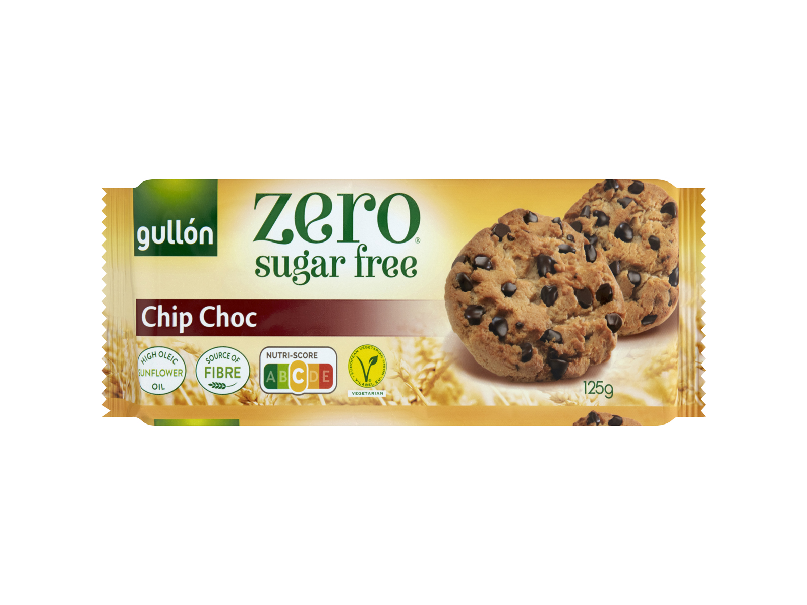 GULLON CUKORMENTES KEKSZ CSOKOLÁDÉ DARABKÁKKAL 125G