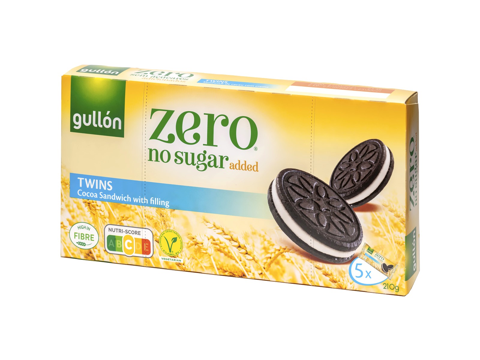 GULLON ZERO KAKAÓS KEKSZ KRÉM TÖLTELÉKKEL ÉDESÍTŐSZERREL 210G