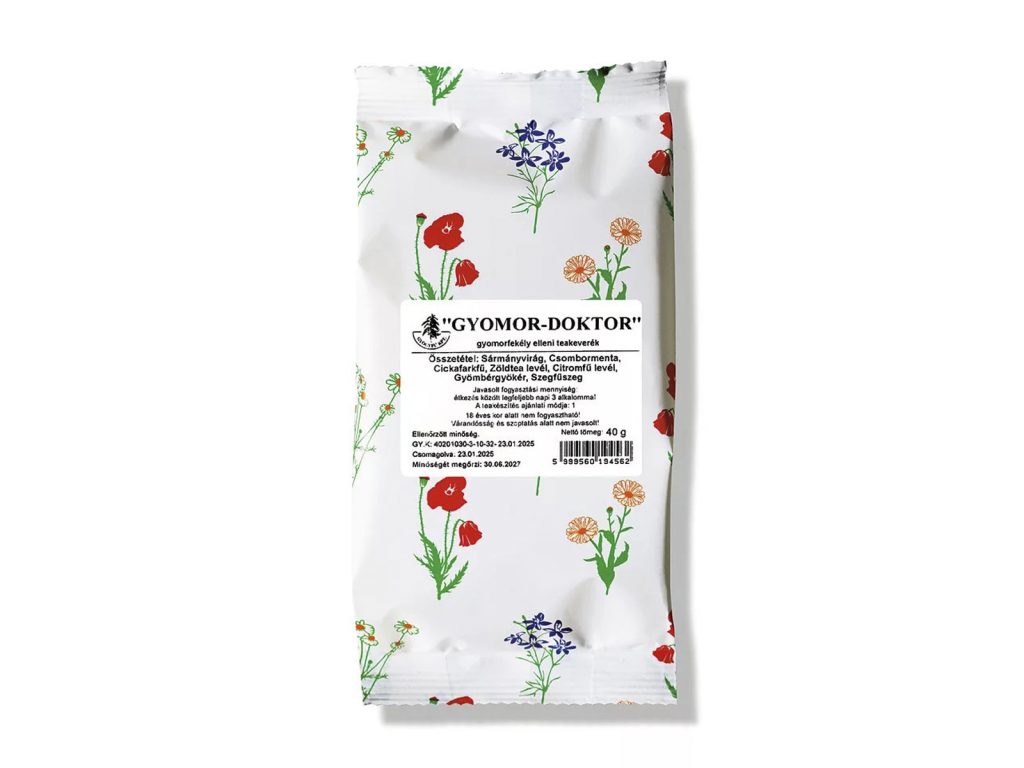 GYÓGYFŰ TEAKEVERÉK GYOMOR-DOKTOR (GYOMORFEKÉLY ELLENI TEAKEVERÉK) SZÁLAS 40G