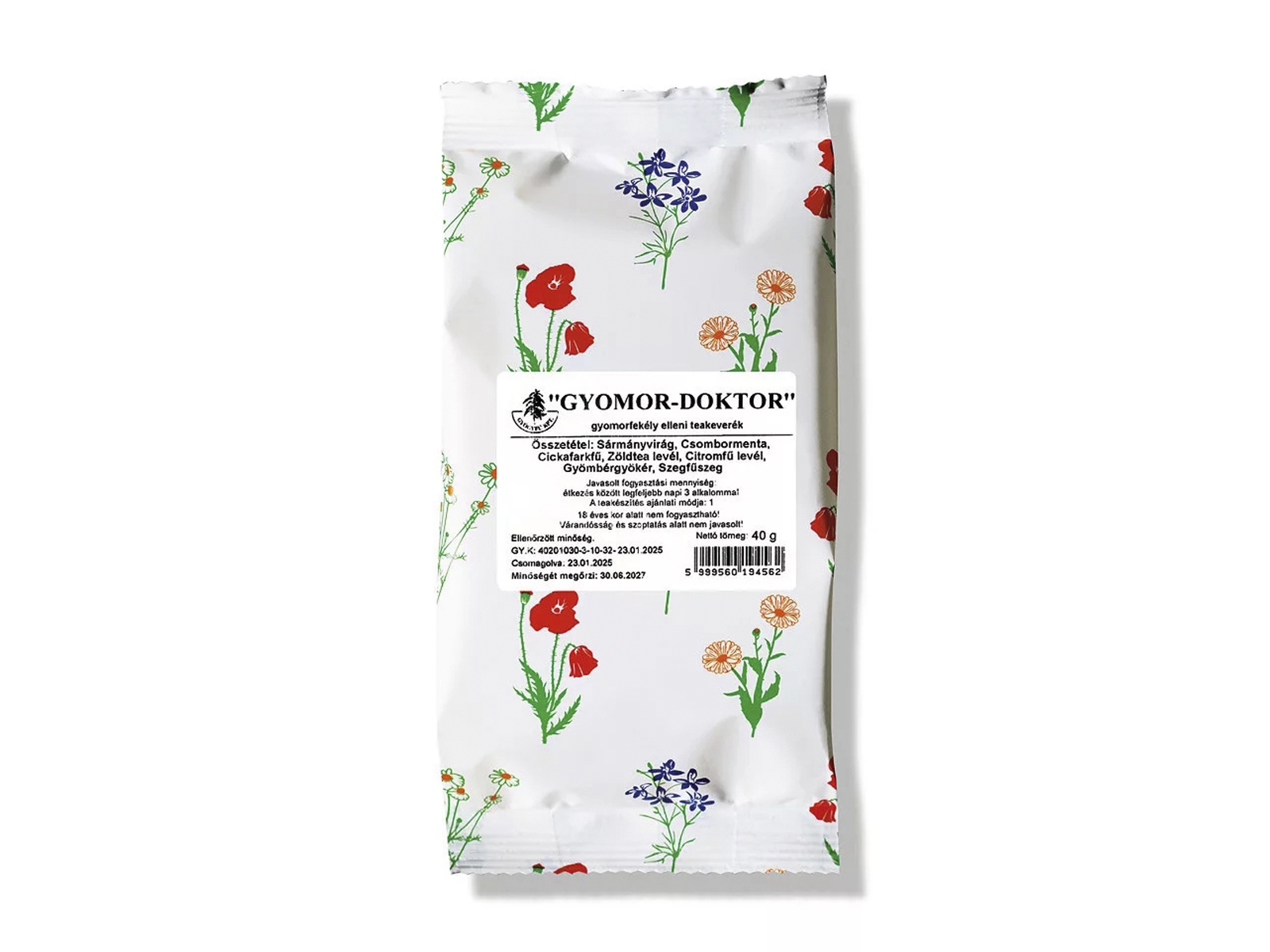 GYÓGYFŰ TEAKEVERÉK GYOMOR-DOKTOR (GYOMORFEKÉLY ELLENI TEAKEVERÉK) SZÁLAS 40G