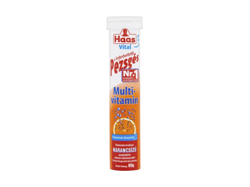 HAAS PEZSGŐTABLETTA MULTIVITAMIN NARANCS ÍZŰ 80G
