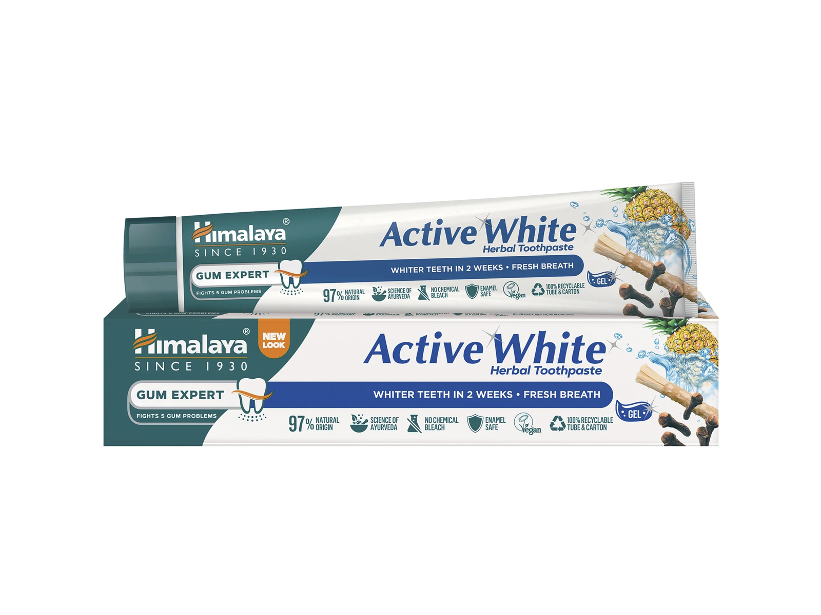 HIMALAYA ACTIVE WHITE GYÓGYNÖVÉNYES FEHÉRÍTŐ FOGKRÉM GÉL EXTRA FRISS 75ML