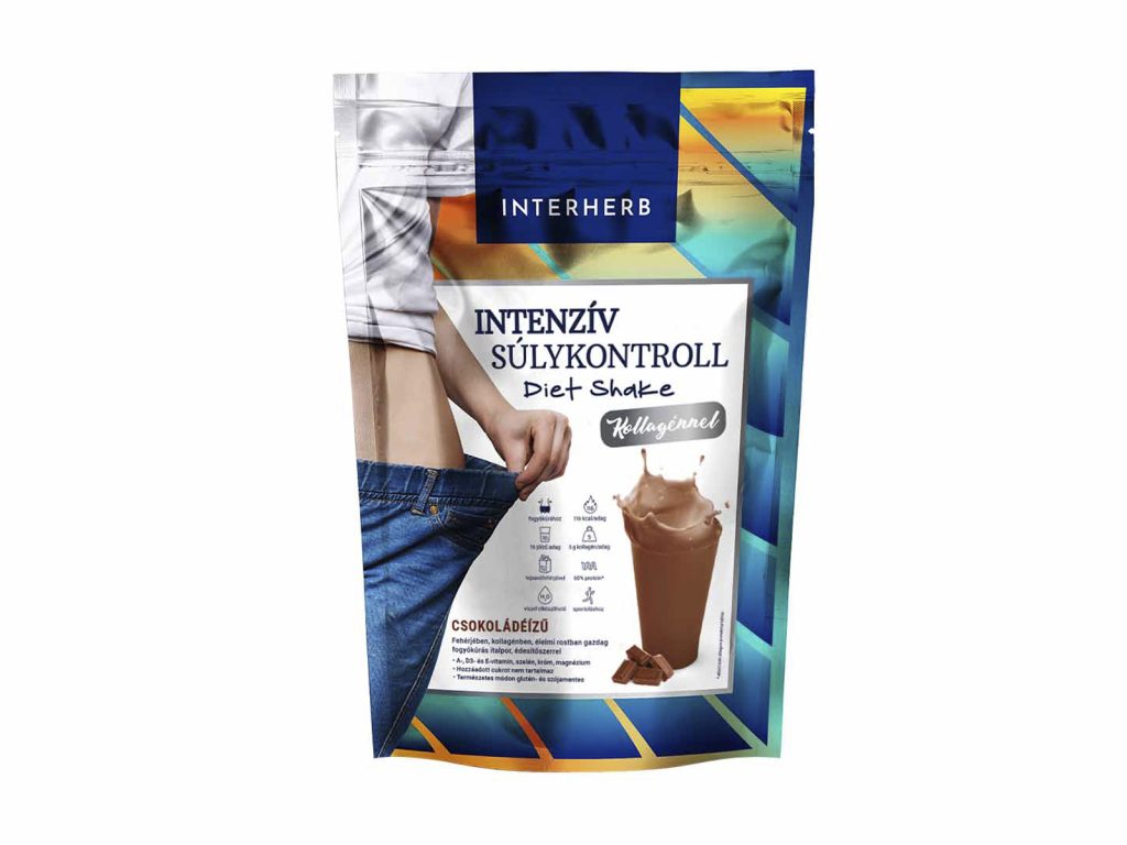 INTERHERB INTENZÍV SÚLYKONTROLL CSOKOLÁDÉÍZŰ DIET SHAKE KOLLAGÉNNEL 528G