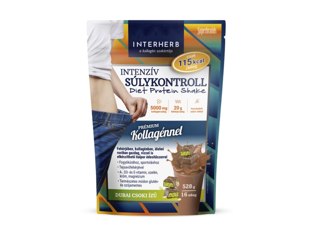INTERHERB INTENZÍV SÚLYKONTROLL DUBAI CSOKI ÍZŰ DIET SHAKE KOLLAGÉNNEL 528G
