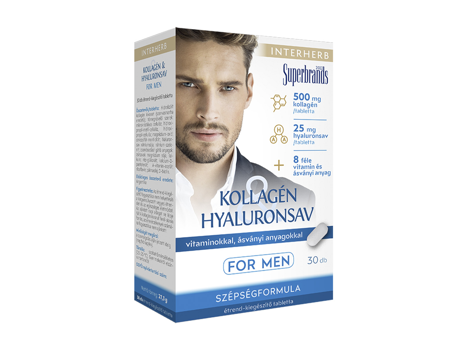 INTERHERB KOLLAGÉN&HYALURONSAV MEN EMELT HATÓANYAG-TARTALMÚ TABLETTA 30DB