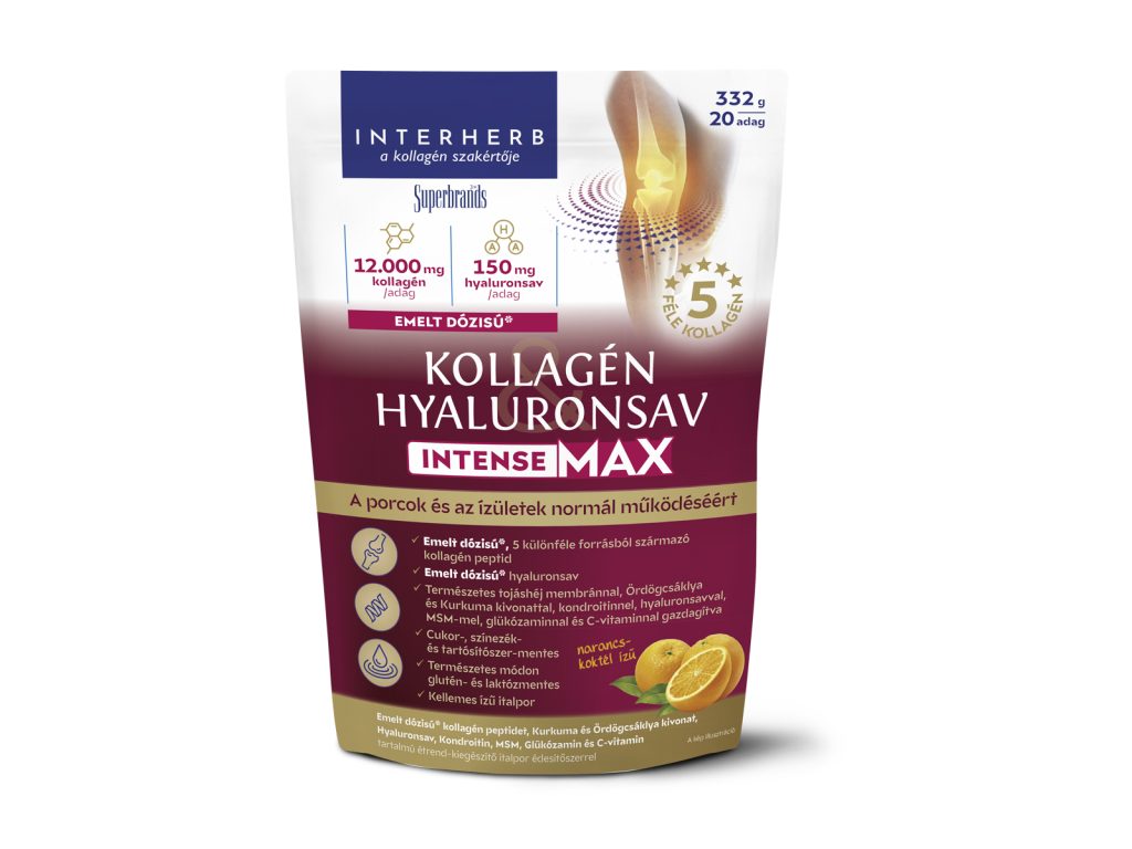 INTERHERB KOLLAGÉN&HYALURONSAV PORC-ÍZÜLET ITALPOR INTENSE-MAX NARANCSKOKTÉL ÍZŰ 332G