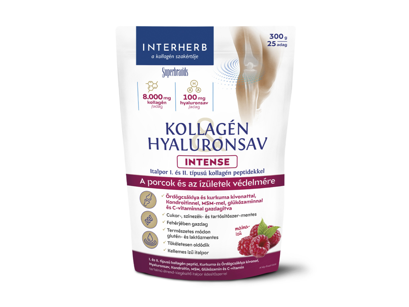 INTERHERB KOLLAGÉN&HYALURONSAV PORC-ÍZÜLET ITALPOR INTENSE MÁLNAÍZŰ 300G