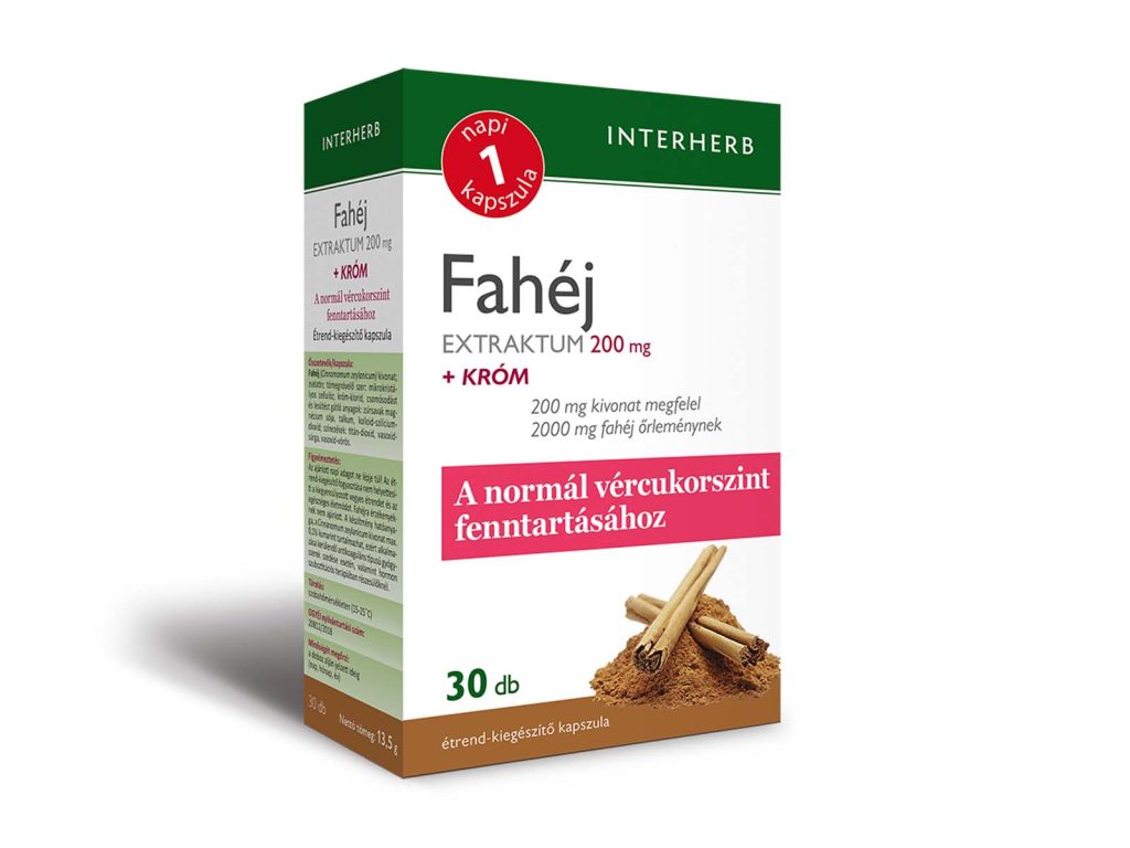 INTERHERB NAPI 1 FAHÉJ EXTRAKTUM 200MG+KRÓM KAPSZULA 30DB