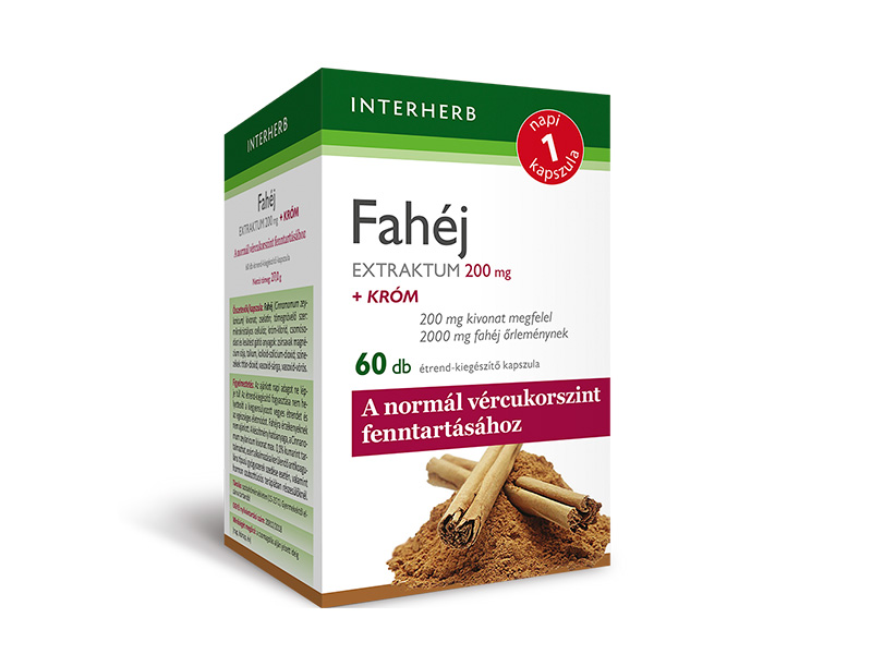 INTERHERB NAPI 1 FAHÉJ EXTRAKTUM 200MG KAPSZULA +KRÓM 60DB