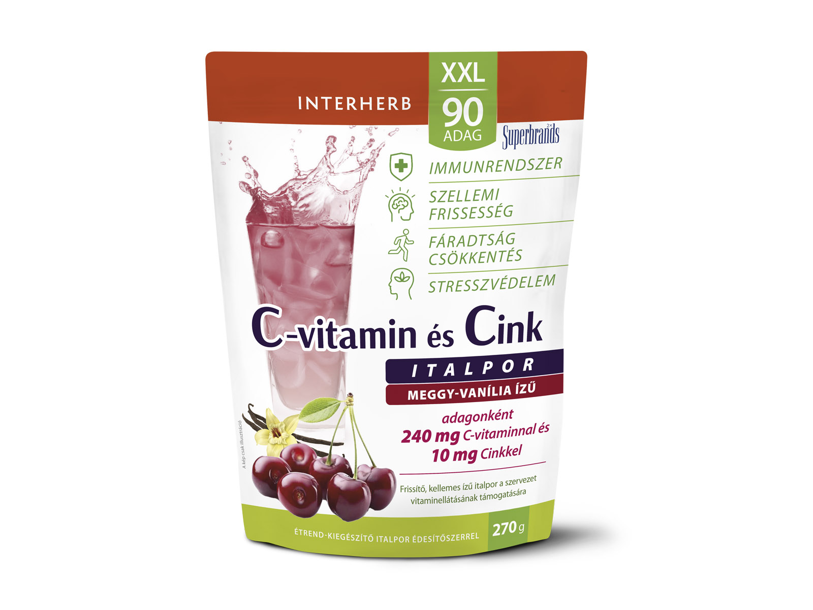 INTERHERB XXL C-VITAMIN + CINK MEGGY-VANÍLIA ÍZŰ ITALPOR 90 ADAG 270G