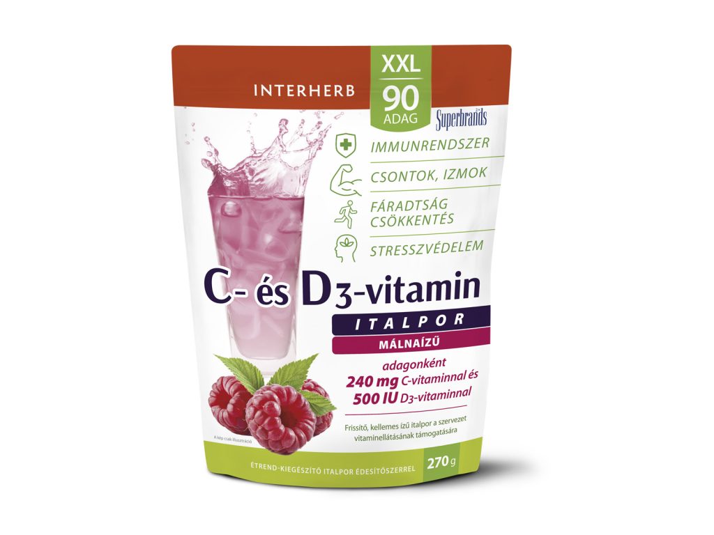 INTERHERB XXL C + D3-VITAMIN MÁLNAÍZŰ ITALPOR 90 ADAG 270G
