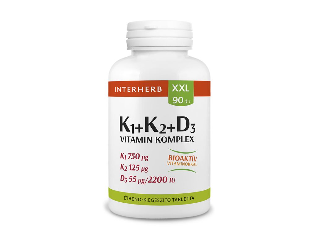 INTERHERB XXL K1 + K2 + D3 VITAMIN KOMPLEX TABLETTA 90DB