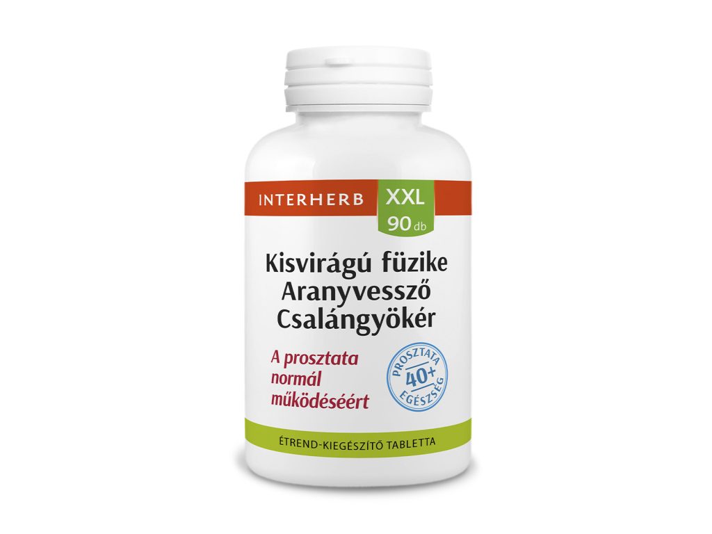 INTERHERB XXL KISVIRÁGÚ FÜZIKE ARANYVESSZŐ CSALÁNGYÖKÉR KAPSZULA 90DB