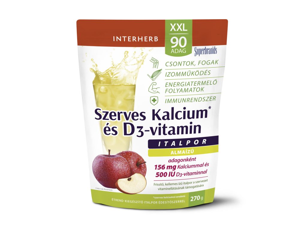 INTERHERB XXL SZERVES KALCIUM + D3 ALMAÍZŰ ITALPOR 90 ADAG 270G